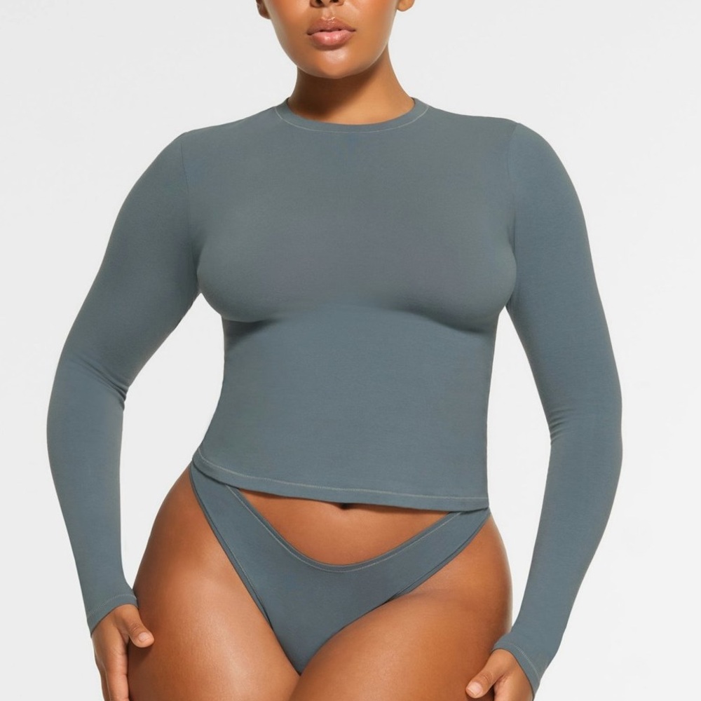 Skims Cotton Jersey Long Sleeve T Shirt
